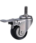1.5 Inch Heavy Duty Swivel Caster Wheel with Brake, Silent PU, M10 Thread, 360 Rotation, for Furniture