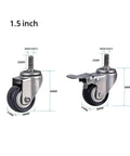 1.5 Inch Heavy Duty Swivel Caster Wheels Set of 4 with Brakes, Silent PU Casters with M10 Thread, image showing two casters