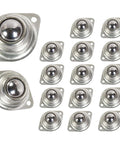 1 Inch Rolling Ball Transfers 16 Pcs Carbon Steel Two Hole Flange Mounted Units for Conveyors Furniture Wheelchairs