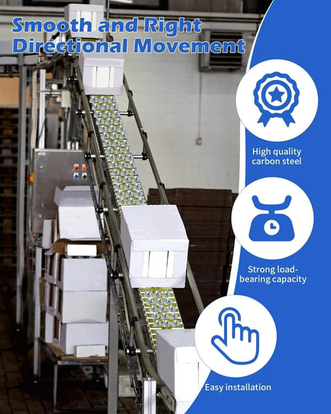 Conveyor system in use with boxes, promoting 32 Pcs Surface Roller Ball Transfer Bearings 1 Inch Carbon Steel Units for Conveyors.
