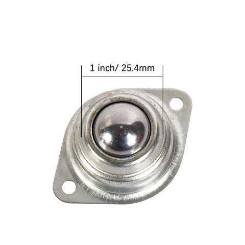 1 Inch Rolling Ball Transfers 16 Pcs Carbon Steel Two Hole Flange Mounted Units for Conveyors Furniture Wheelchairs