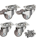 1 Inch Low Profile Swivel Caster Wheels 4 Pack, Soft Rubber Casters with 360 Degree Top Plate, 2 Locking & 2 Free Rolling Wheels with screws.