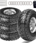 10 Inch 4.10/3.50-4 Flat Free Solid Rubber Wheels 4 Pack, Heavy Duty Hand Truck and Dolly Tires with 5 8 Inch Axle, Steel Rim