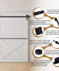 10FT Sliding Barn Door Hardware Kit with heavy duty carbon steel track, nylon rollers, and door stopper in bedroom setting