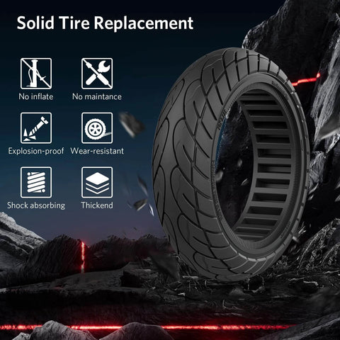 Solid 10x2.125 scooter tire with no inflate, no maintenance features for Gotrax G4 Xr V2 Ninebot F25 F65 Hiboy S2 Pro