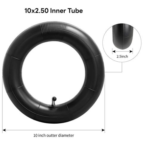 Heavy Duty 10x2.50 Thicker 40% Butyl Inner Tube with CR202 90° Bent Valve Stem for 10 Inch Smart Self Balancing Electric Scooter