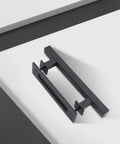 12 inch sliding barn door handles and pulls double sided hardware set with matte black powder coated finish, shown on white background