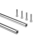 12mm Chrome Plated Linear Rods 500mm Long, 2pcs Solid Linear Motion Shafts with M6 Internal Threaded Ends and mounting bolts shown