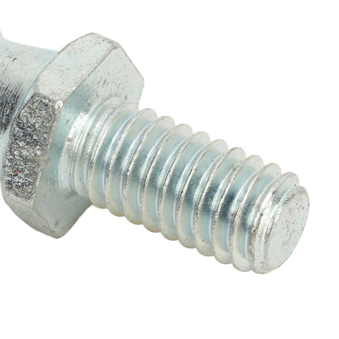 Close-up of a zinc plated 13mm ball stud with five sixteenths inch by eighteen thread, part of Ball Studs 13mm Ball Screw Set With Solid Metal Construction Zinc Plated For Durability Five Sixteenths Inch By Eighteen Thread Easy Installation High Compatibility With Connectors And Fittings 12 Piece Pack
