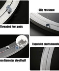 Close-up details of 16 Inch Aluminum Lazy Susan Turntable Bearing, heavy duty swivel round rotating plate with non-slip feet and steel balls