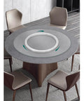 18 Inch Heavy Duty Aluminum Lazy Susan Bearing on dining table, showcasing metal rotating turntable swivel plate with smooth polished balls.