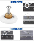Comparison of our 19mm Shower Door Rollers Replacement Set with 304 stainless steel runners to other rollers for sliding glass doors.