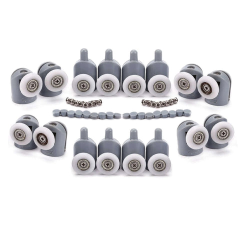 19mm Shower Door Rollers Set of 8 Single Replacement Runners with 4 Upper and 4 Bottom Wheels for Sliding Glass Shower Doors