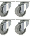 2 Inch Heavy Duty All Steel Swivel Plate Caster Wheels Set of 4, High Gauge Gray Metal Casters with Double Ball Bearings, 360 Degree Rotation