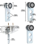2 Wheel Trolley Assembly Rollers with Bearing Design and Set Screw Clearance for 1-5/8 Inch Strut Channels, dimensions shown