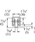 Diagram of 2 Wheel Light Duty Trolley Assembly for P1000 and P5000 with dimensions, electro galvanized zinc finish, premium bearings