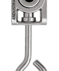 Front view of 2 Wheels Trolley Assembly Roller with Eye Hook Loop, silver electro galvanized zinc finish, for 1-5/8 inch strut channels.