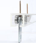 Side view of 2 Wheel Trolley Assembly Rollers with Bearing Design and Set Screw Clearance in a 1-5/8 Inch Strut Channel