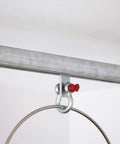 2 Wheel Trolley Assembly Rollers with Dual Bearings installed on strut channel, heavy duty galvanized carbon steel for ceiling rail
