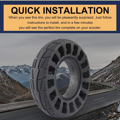 200x50 Solid Tire for Crazy Cart, electric scooter, mountain road background, quick installation