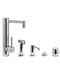 Hunley Prep Sink Faucet Four Piece Suite In Matte Antique Pewter Finish showcasing solid brass components and smooth handle operation.