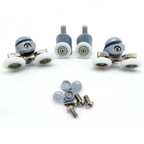 22mm Shower Door Rollers 8PCS Replacement Set with Double Top and Single Bottom Runners for Bathroom Glass Doors
