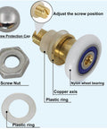 Components of 23mm Shower Door Rollers Replacement Set 4PCS for Bathroom Glass Sliding Doors with Copper, Stainless Steel, and Nylon