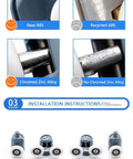 23mm Shower Door Rollers 8PCS Replacement Set materials comparison, showing new ABS and chromed zinc alloy components.