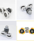 6PCS 23mm shower door rollers replacement with sliding wheels and runners, double pulleys for smooth glide on curved glass doors