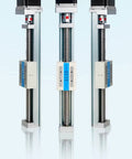 250mm CNC Linear Guide Module with Ball Screw, Nema 23 Stepper Motor, front view, highlighting 250mm stroke and compact no-rail design