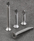 250pcs #8 x 1-1/4 Inch Flat Head Self Tapping Sheet Metal Screws Stainless Steel High Strength Quick Self Drilling Screws with Deep Threads