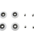 25mm diameter bearing steel shower door wheels with nylon rollers, stainless steel screws, ball bearings, four-piece set close-up