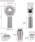 3/4 Heim Joints Rod End Kit with Right and Left Hand Threads, 750 Chromoly Panhard Setup dimensions and components
