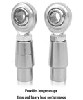 3/8 x 3/8-24 Heim Joints Rod End Kit Economy Set with Right and Left Hand Threads, shown with metal tube adapters and nuts