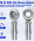 3/8 x 3/8-24 Heim Joint Rod End Kit with RH & LH Threads, Chromoly Joints, corrosion resistant, load capacity 6,323 lbs