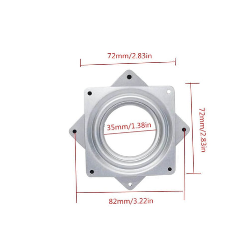 4 Pack 3 Inch Square Lazy Susan Hardware, Metal Turntable Bearings with Steel Ball Raceway, Zinc Plated Swivel Plate Dimensions