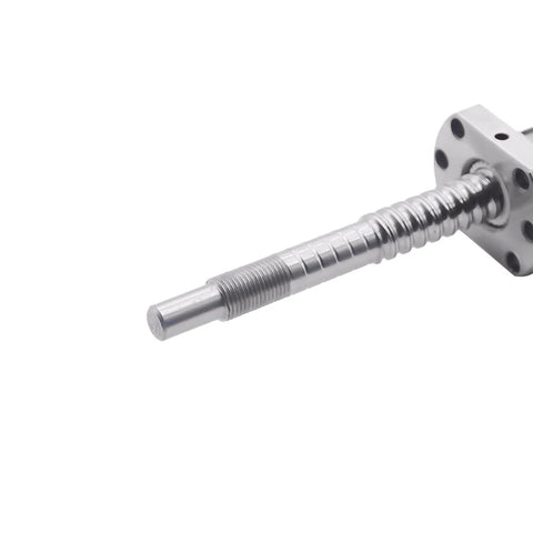 Close-up of 300mm SFU1204 Ball Screw with RM1204 Metal Nut, showing machined end, for precision CNC machines and DIY projects.