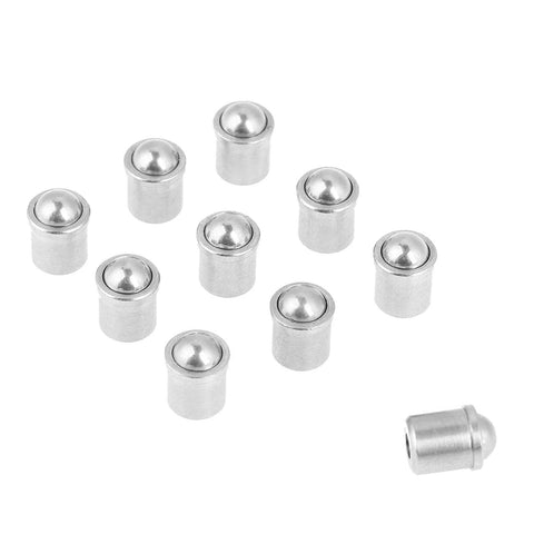 Set of 10 silver 304 Stainless Steel Push Fit Ball Spring Plungers, 6x7mm, precision ball detent plungers for mechanical devices and positioning.