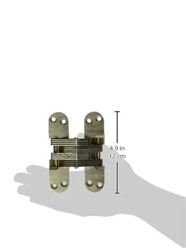 Heavy Duty Concealed Door Hinge Built Like A Tank Featuring Rock Solid 20 90 180 Minute UL Fire Ratings And A Smooth Satin Nickel Finish, 4.9 in shown in hand.