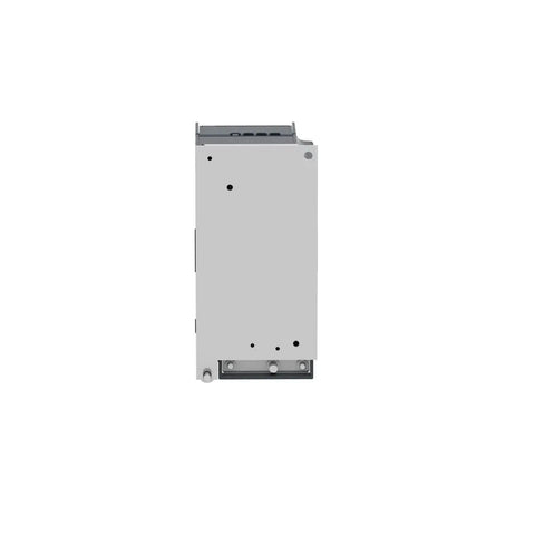 Altivar Atv12 One Phase Variable Speed Drive Quarter Horsepower Power Regulator For Hvac Air Handlers Water Pumps And Conveyor Lines, gray housing, side view.