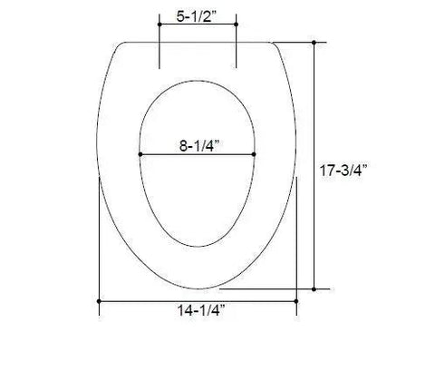 Solid Oak Elongated Toilet Seat with Cover and Polished Chrome Hinges for Vintage Bathrooms dimensions diagram showing size measurements