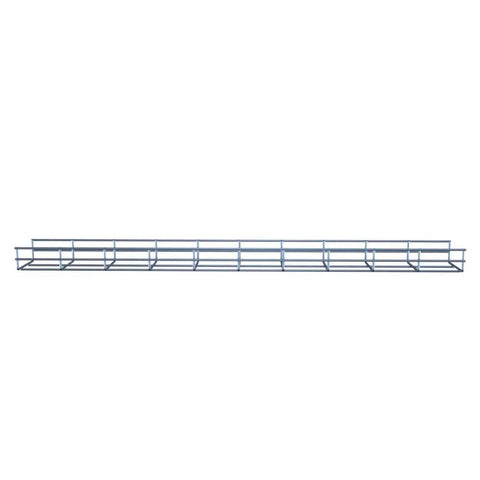 Heavy Duty Electro Zinc Plated Wire Mesh Cable Tray In Sleek Silver Steel Slick Finish For Zero Hassle Organization Corrosion Resistant And Built Like A Tank Straight Up Reliable Includes Eight Pack Measuring 3.94 X 1.97 X 118.12 Inches, showing the full length view of the cable tray.