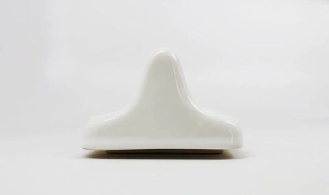 Glazed Ceramic Wall Mount Toilet Paper Holder In White Durable Classic Bathroom Accessory For Tile Installation Only Built In Lip Design Not For Flat Surface, front view