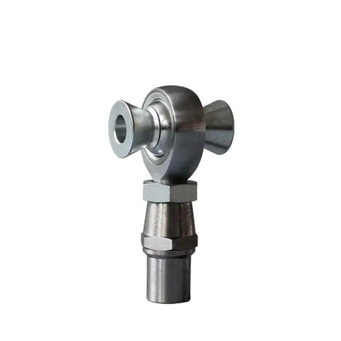 M16 Metric Left Thread Rod End Bearing Kit With Bulletproof Jam Nut And Slick Misalignment Spacer, silver metal bearing with nut.