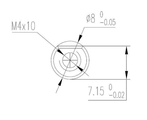 RC servo top-view technical diagram: circular housing with output shaft and mounting holes, dimensioned drawing.