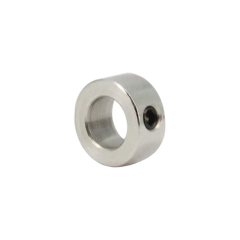 Six Millimeter Shaft Collar Lock Ring Kit for 3D Printer Projects, Carbon Steel with Nickel Plating, side view, M3 Screws Included