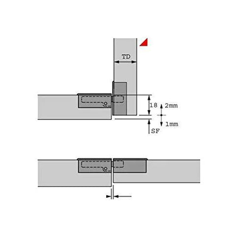 Diagram of 90 Degree 3D Adjustable Concealed Flap Lid Hinge 35mm Cup for Furniture Cabinets Wardrobes Nickel Plated Zinc Alloy