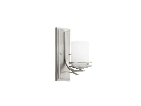Hendrik 12 Inch Wall Sconce In Brushed Nickel With Satin Etched Cased Opal Glass, 1 Light Modern Wall Mount Light for interiors