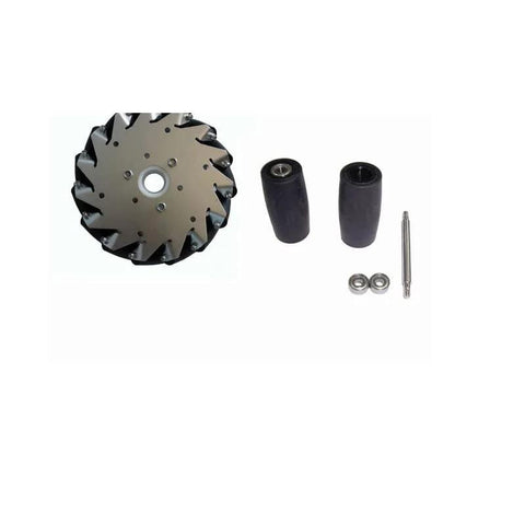 Right 6 inch mecanum wheel for RC car with ball bearings and accessories for easy installation, ideal for hobbyists and builders.