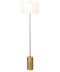 64 Inch Tall Floor Lamp With Brass Finish And White Linen Drum Shade Dope Modern Home Lighting For Living Room Or Bedroom Compatible With Incandescent LED CFL Bulbs